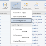 JAMOVI – Regresná analýza lineárna jednoduchá